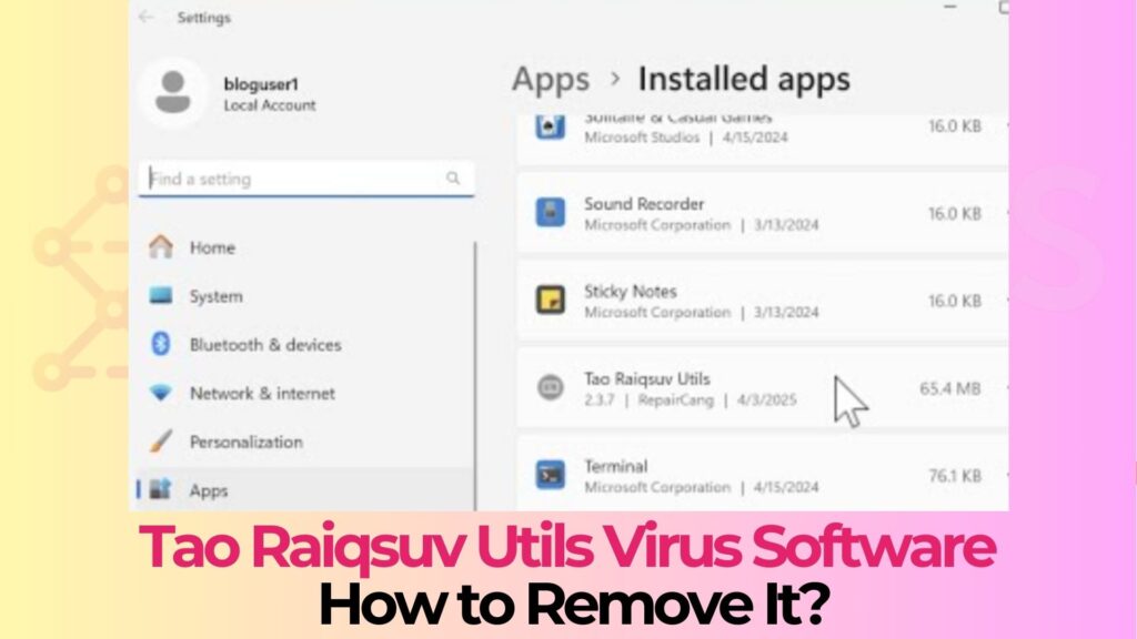 Tao Raiqsuv Utils Virus - Removal Guide